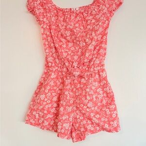 GAP Coral Floral Off-Shoulder Tie-Waist Romper